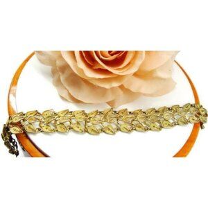 7.75" Antique Bracelet Gold Plated 925 Sterling Silver 3/4" Detailed Filigree